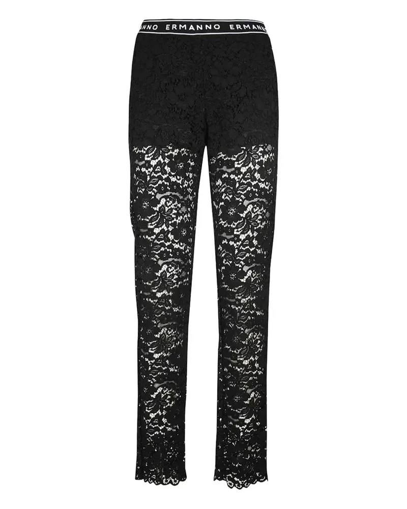 Ermanno Scervino elasticated-waistband lace trousers - Schwarz Schwarz