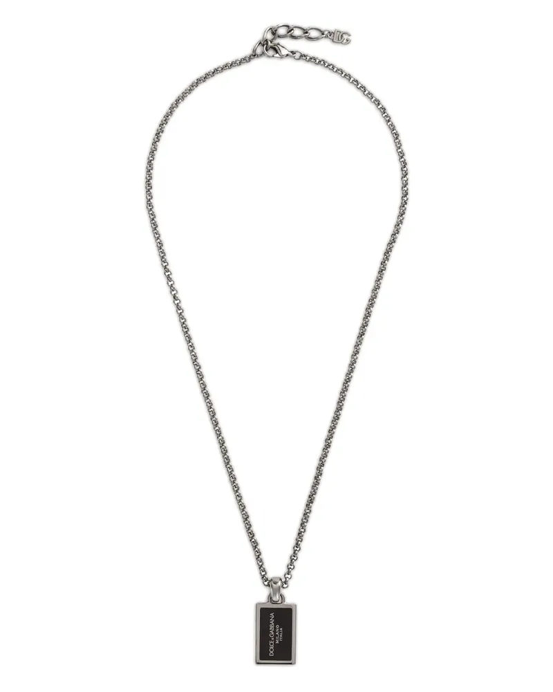 Dolce & Gabbana Halskette mit Logo-Schild - Silber Silber