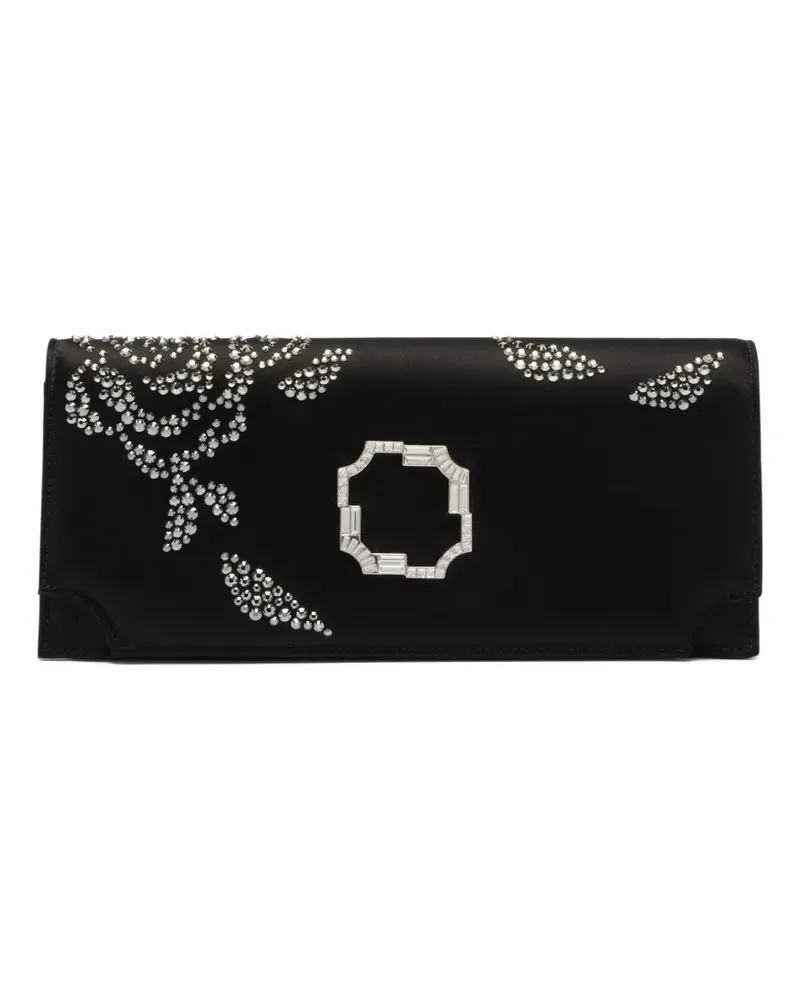 Malone Souliers Vivien Clutch aus Satin mit Kristallen - Schwarz Schwarz