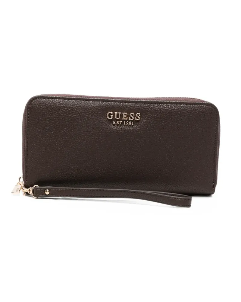 Guess logo-plaque pebbled wallet - Braun Braun
