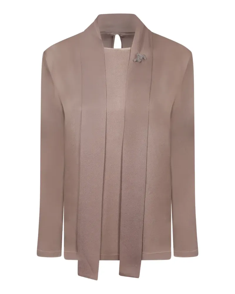 Fabiana Filippi Bluse mit Schal und Perlen - Braun Braun