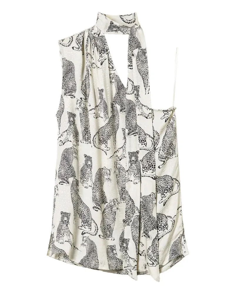 Twin-Set One-Shoulder-Bluse mit grafischem Print - Weiß Weiß