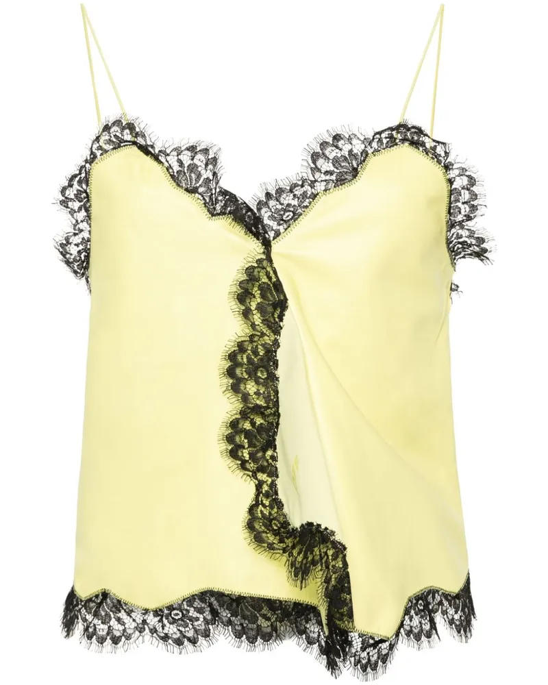 OFF-WHITE Oberteil aus Leder mit Spitze - Gelb Gelb
