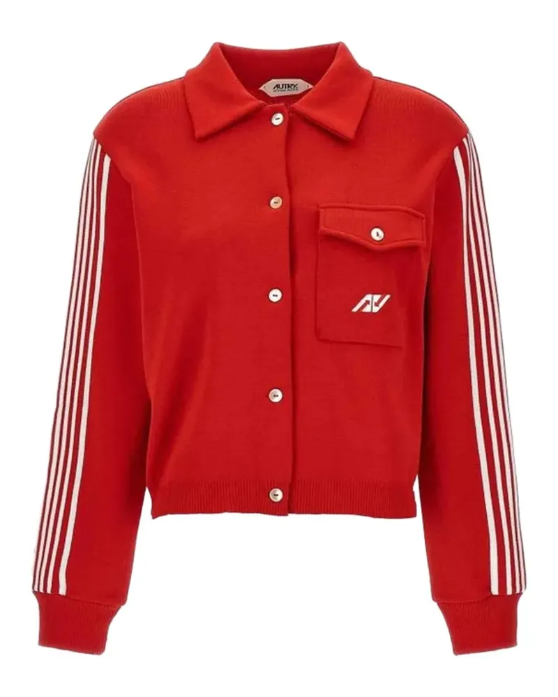 AUTRY side-stripe button-up cardigan - Rot Rot