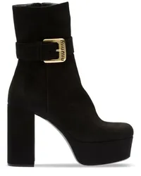 Miu Miu Wildlederstiefel mit Plateau 110mm Schwarz