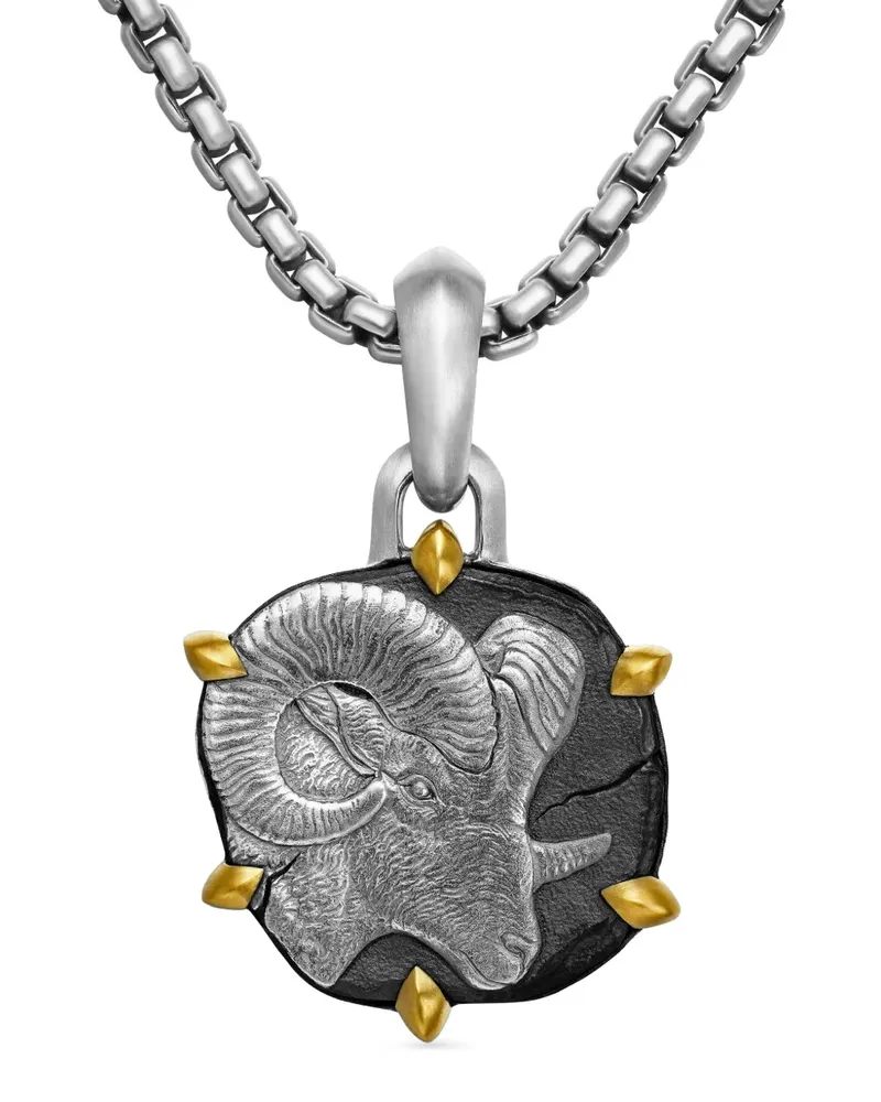 David Yurman 18kt Aries Gelbgold- und Sterlingsilberamulett (33mm Silber