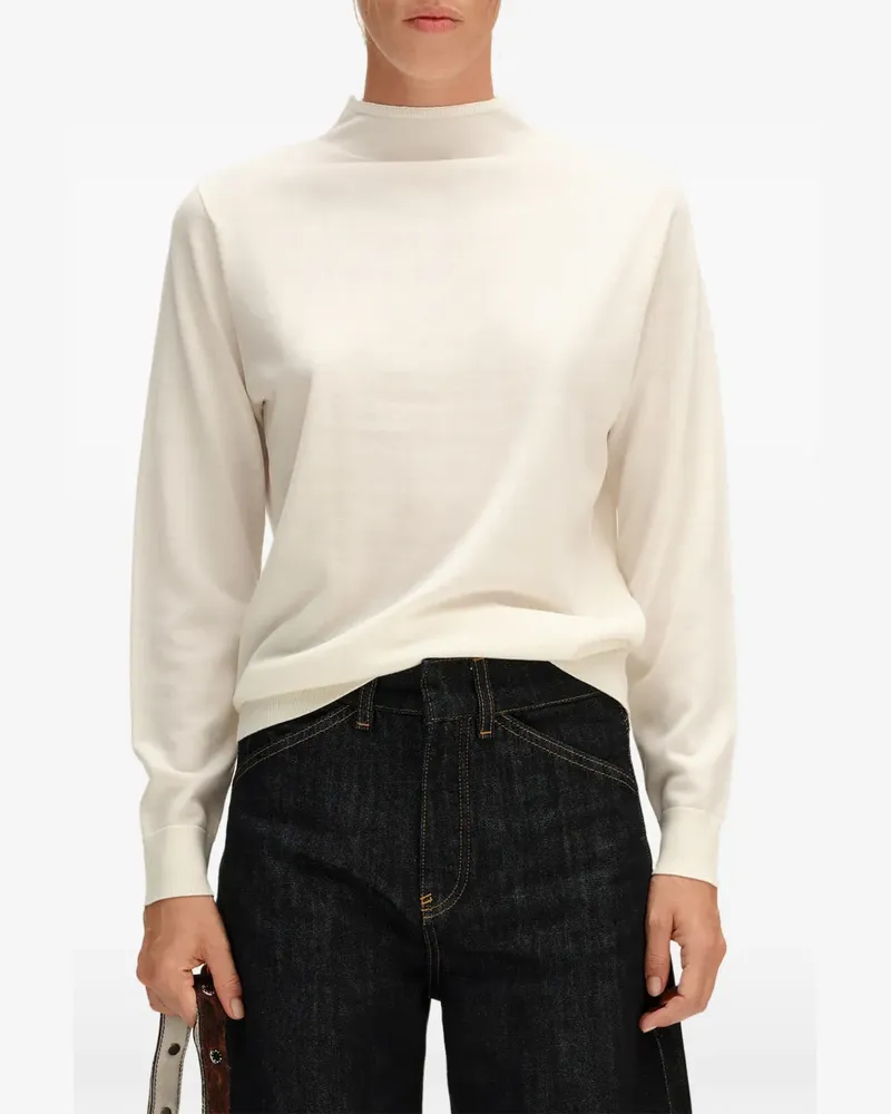 BIMBA Y LOLA Elfenbeinfarbener Rollkragenpullover aus Merinowolle - Nude Nude