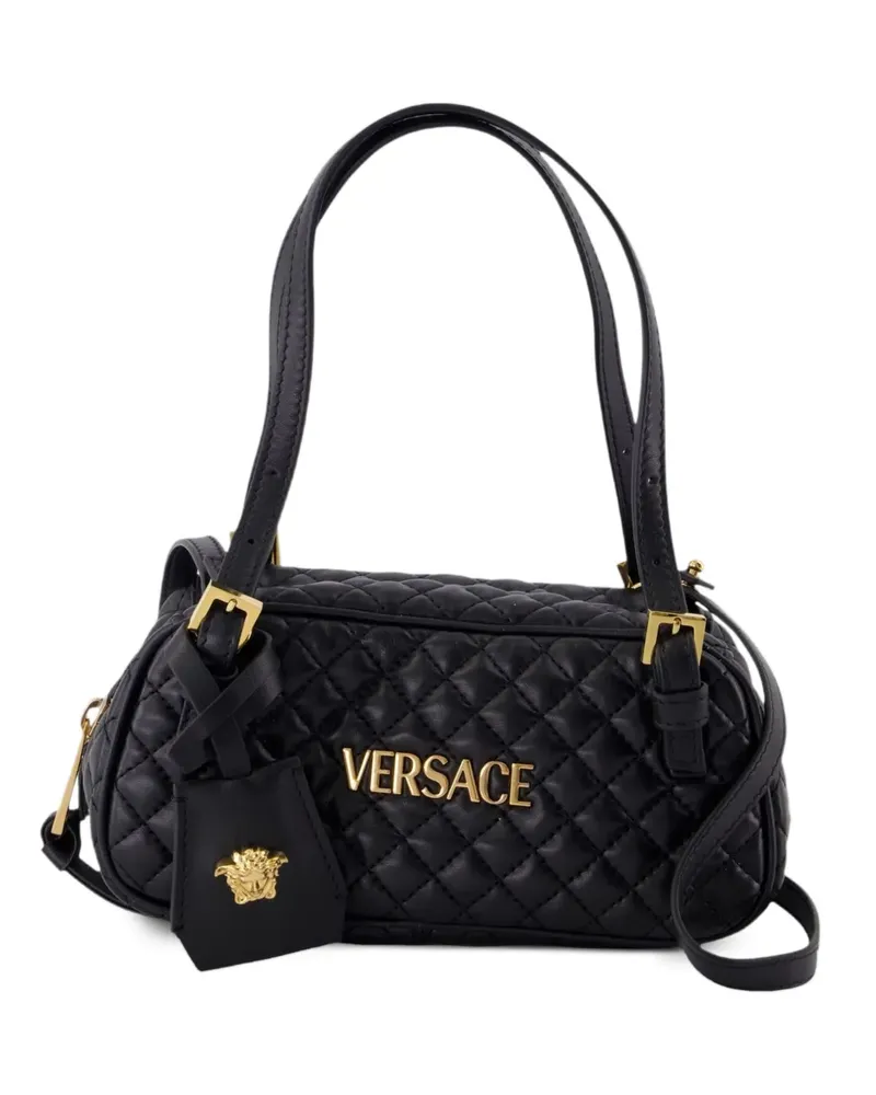 Versace Kleine Schultertasche mit Steppmuster - Schwarz Schwarz
