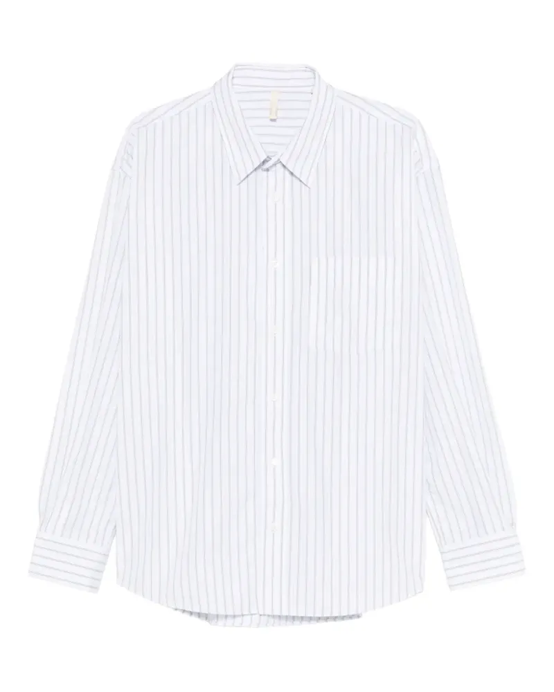 Sunflower Gestreiftes New Base Hemd - Weiß Weiß