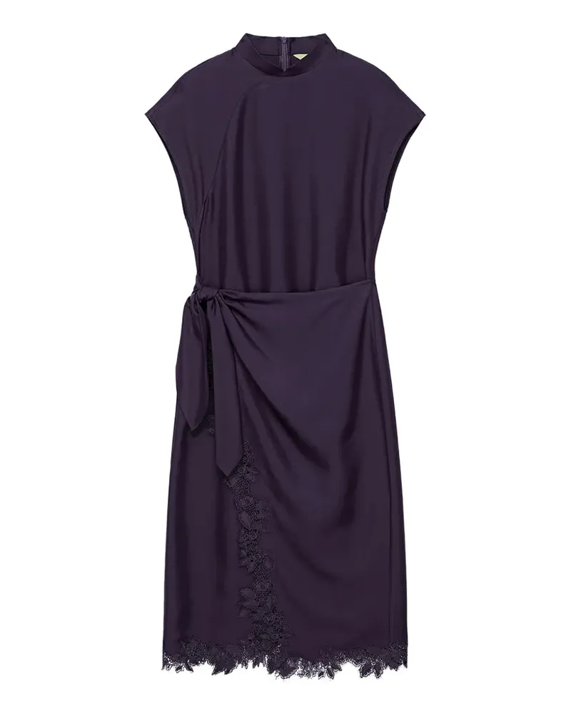 Shanghai Tang lace-trim knotted midi dress - Violett Violett