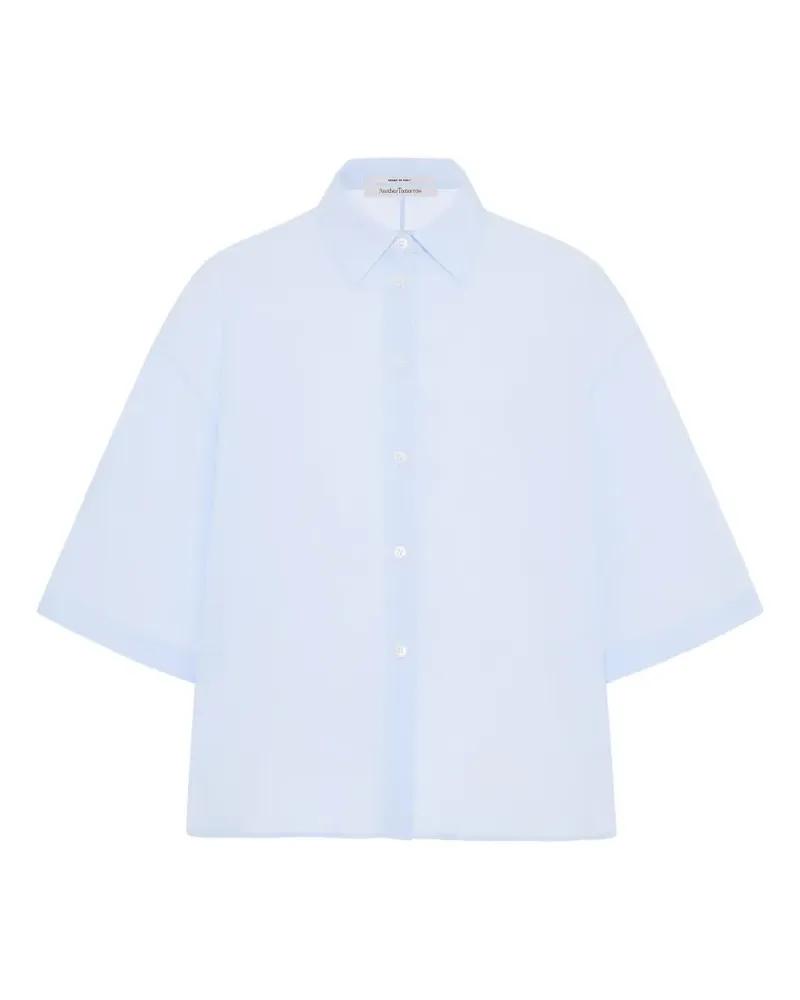 Another Tomorrow short-sleeve voile shirt - Blau Blau
