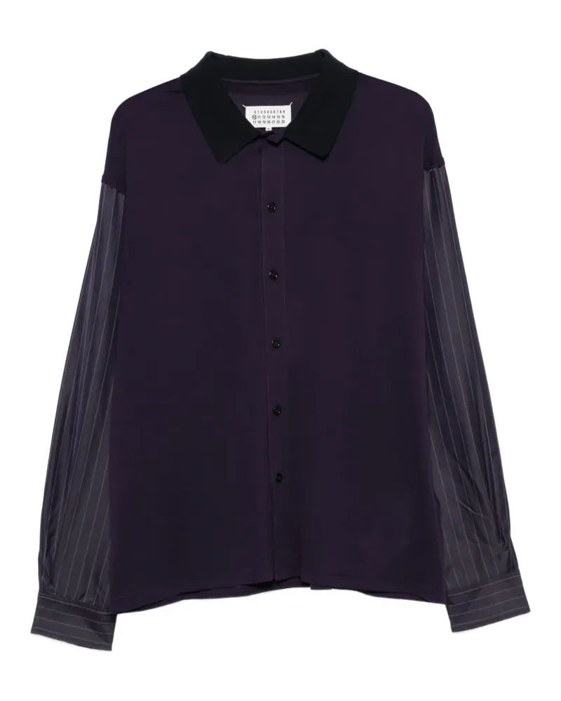 Maison Margiela pinstripe-sleeve panelled cotton shirt - Blau Blau