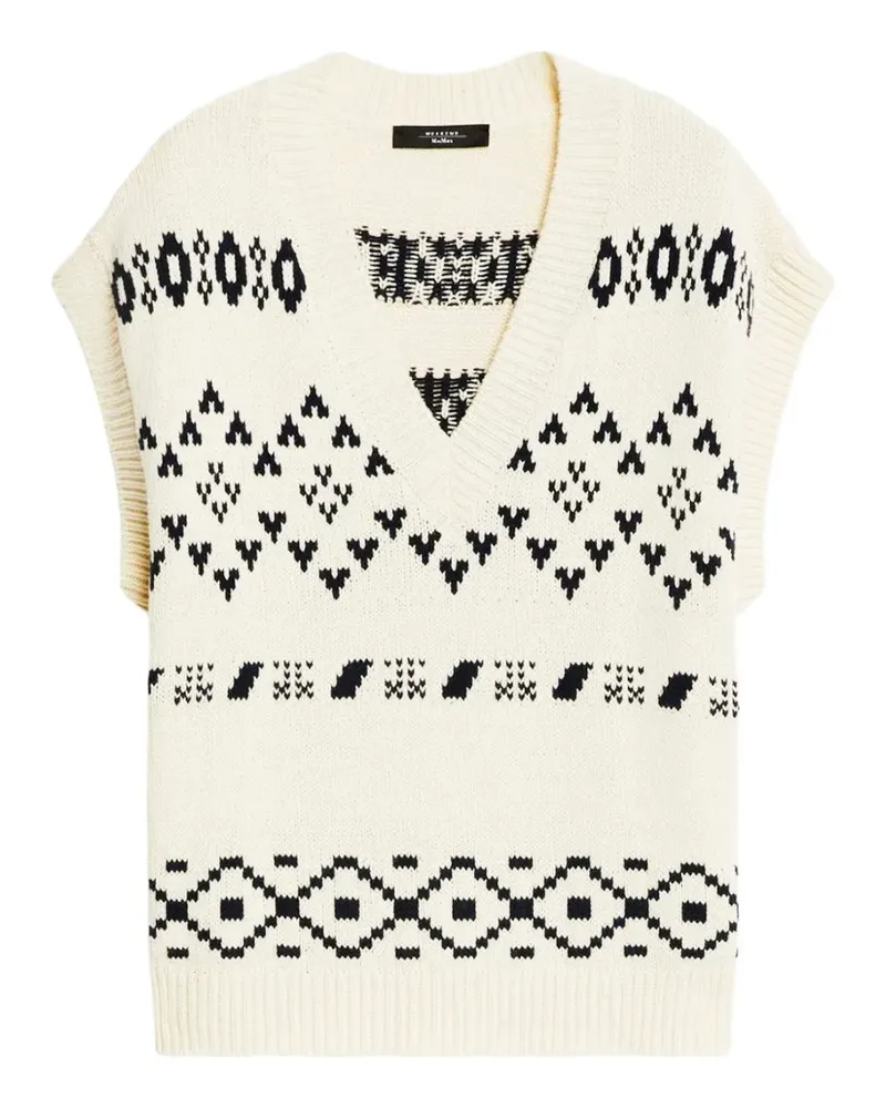 Max Mara Pullunder mit Fair-Isle-Strickmuster - Weiß Weiß