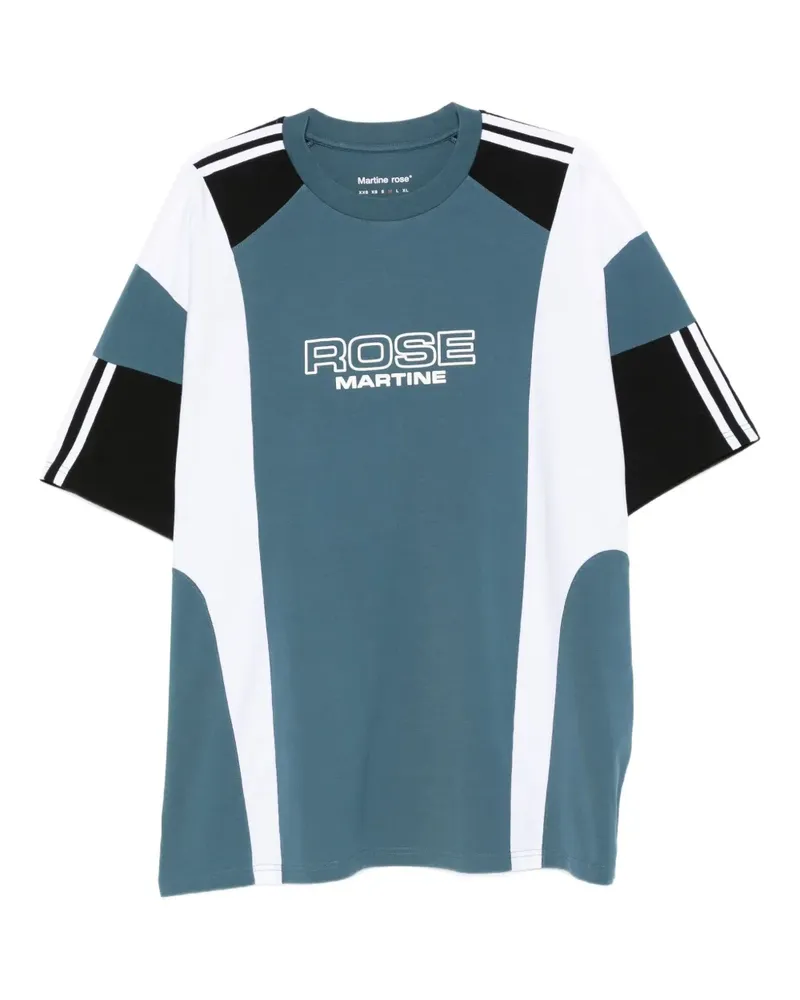 Martine Rose Gestreiftes T-Shirt mit Kontrasteinsatz - Blau Blau