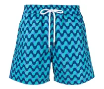 Badeshorts mit Wellen-Print - Blau