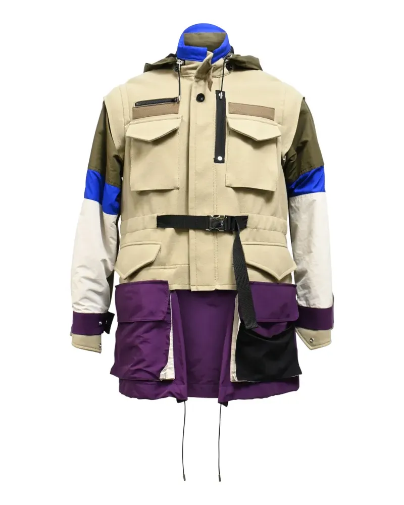 Sacai color-blocked Melton jacket - Nude Nude
