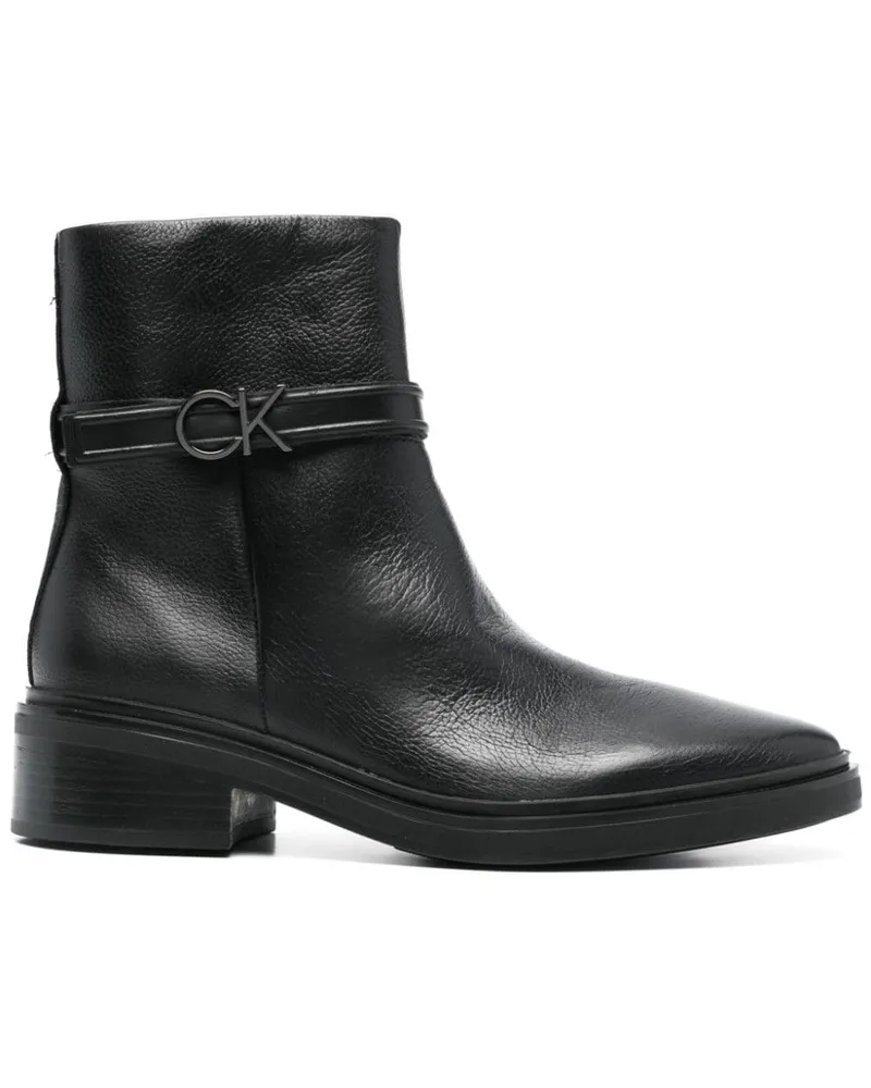 Calvin Klein Stiefeletten aus Leder - Schwarz Schwarz