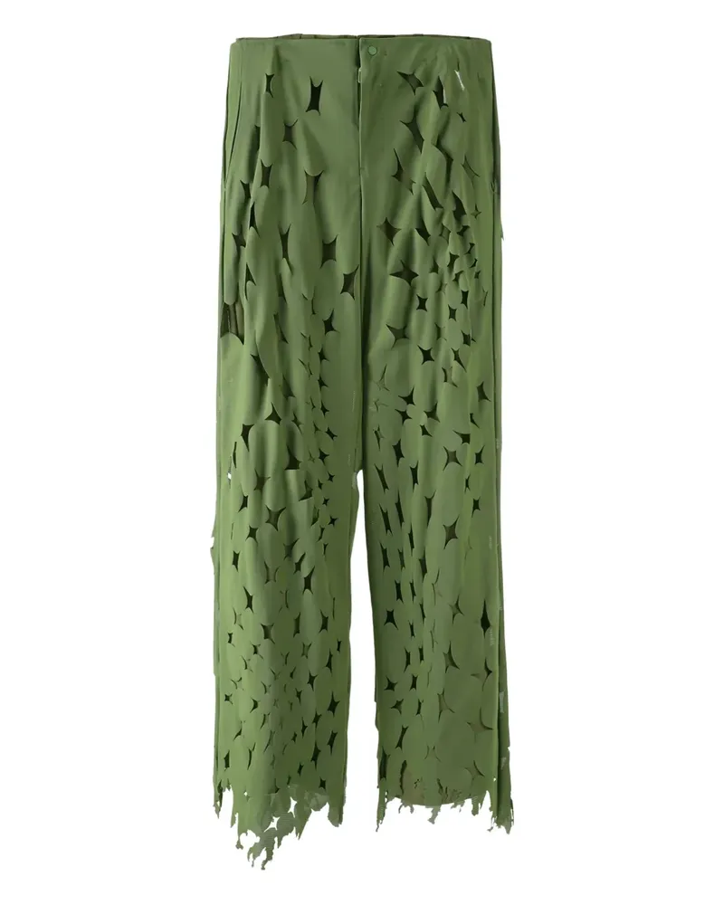 Post Archive Faction Ausgefranste Hose mit Laser-Cuts - Grün Grün