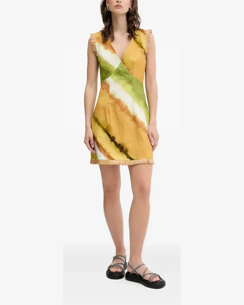 Never Fully Dressed Deia Minikleid mit abstraktem Print - Gelb Gelb