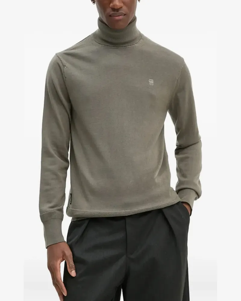 G-STAR RAW Rollkragenpullover mit Logo - Grün Grün