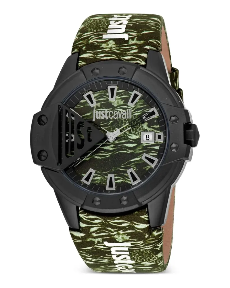 Just Cavalli Scudo Armbanduhr mit Camouflage-Print 42mm - Grün Grün