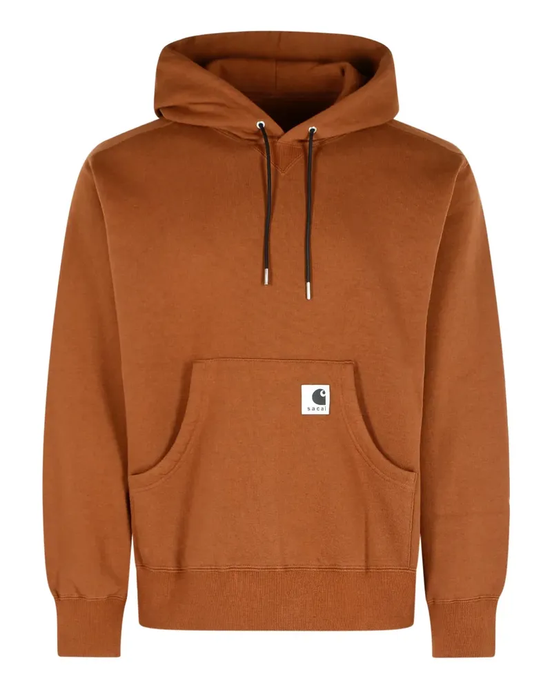 Sacai Hoodie mit Logo-Patch - Braun Braun