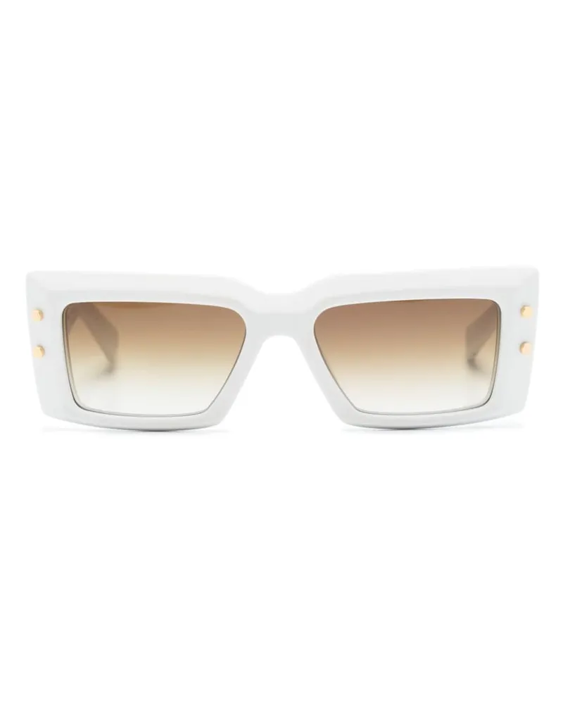 Balmain Sonnenbrille mit eckigem Gestell - Weiß Weiß