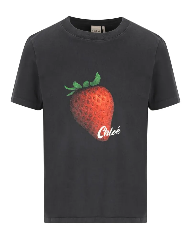 Chloé strawberry-print cotton T-shirt - Grau Grau
