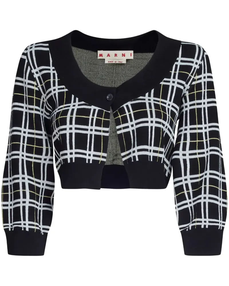 Marni Karierter Cropped-Cardigan - Schwarz Schwarz