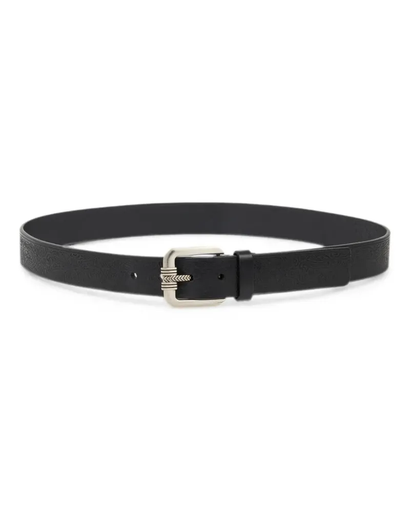 Etro leather belt with engraved motif - Schwarz Schwarz