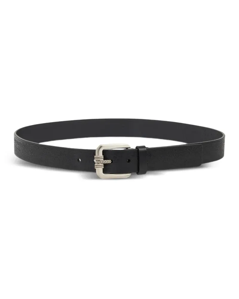 Etro leather belt with engraved motif - Schwarz Schwarz