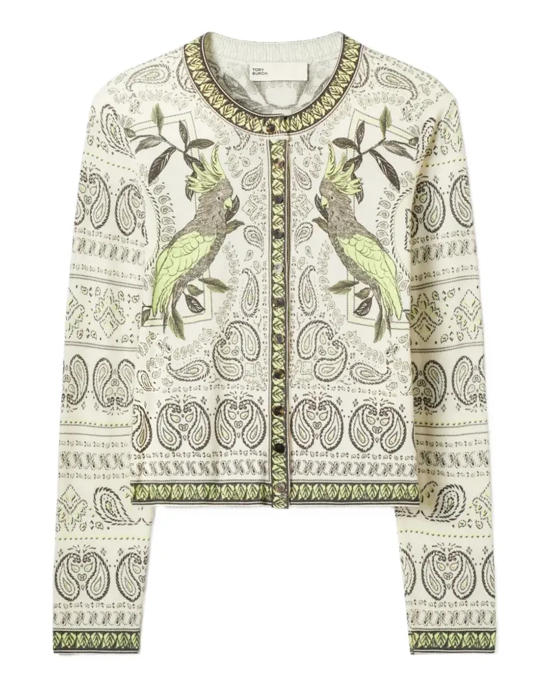 Tory Burch printed wool cardigan - Nude Nude