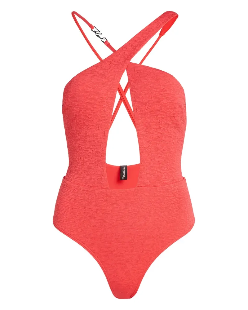 Karl Lagerfeld Texturierter Badeanzug - Rot Rot