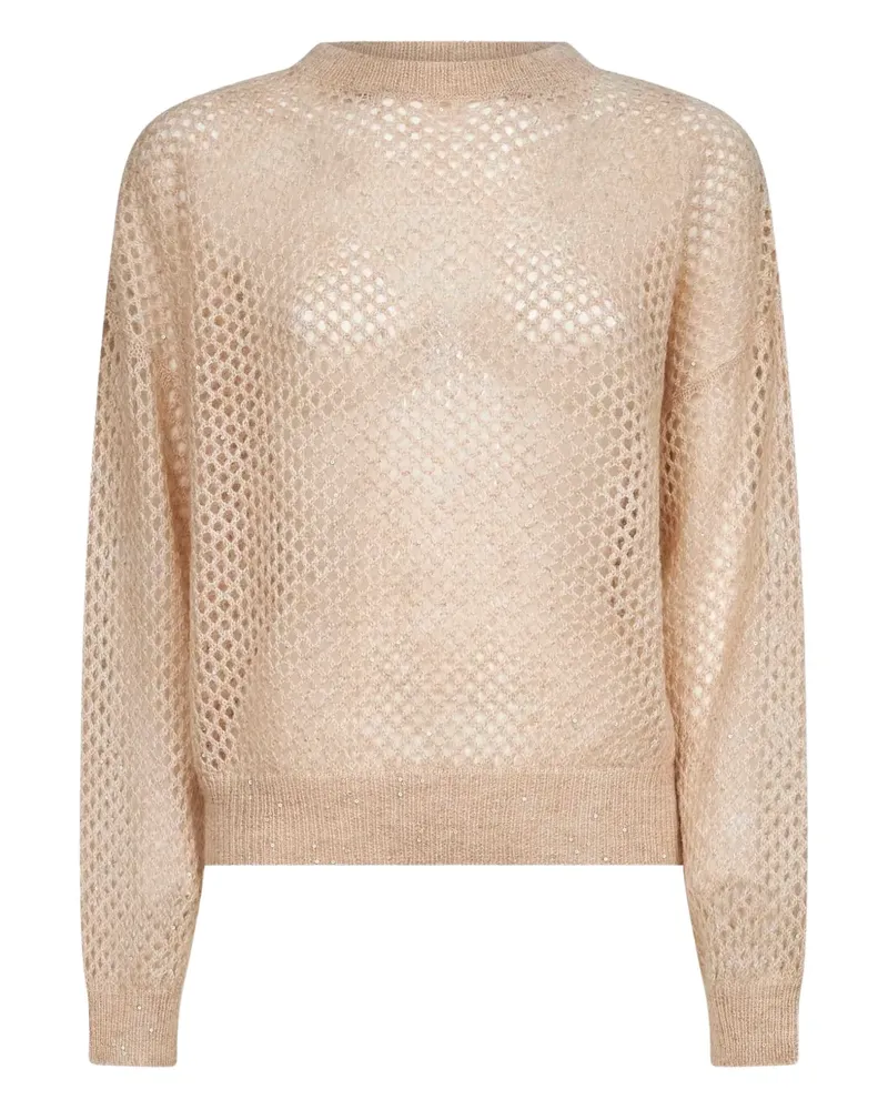 Brunello Cucinelli Pullover mit Lochstrickmuster - Nude Nude