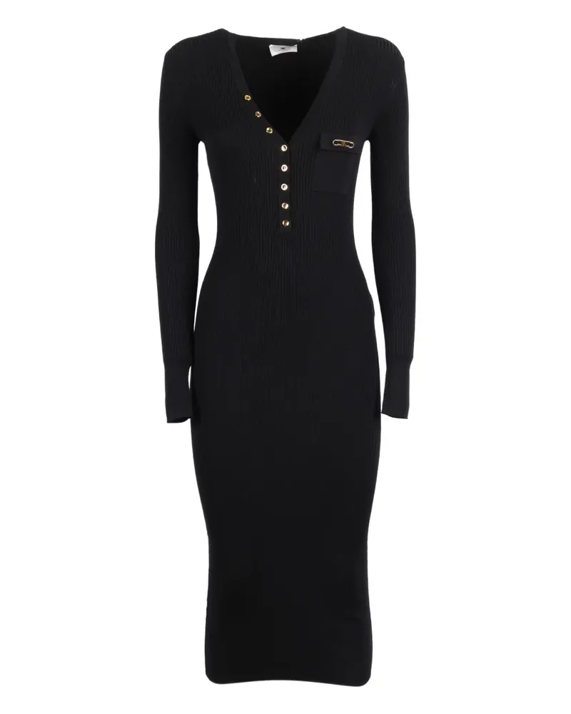 Elisabetta Franchi V-neck ribbed dress - Schwarz Schwarz