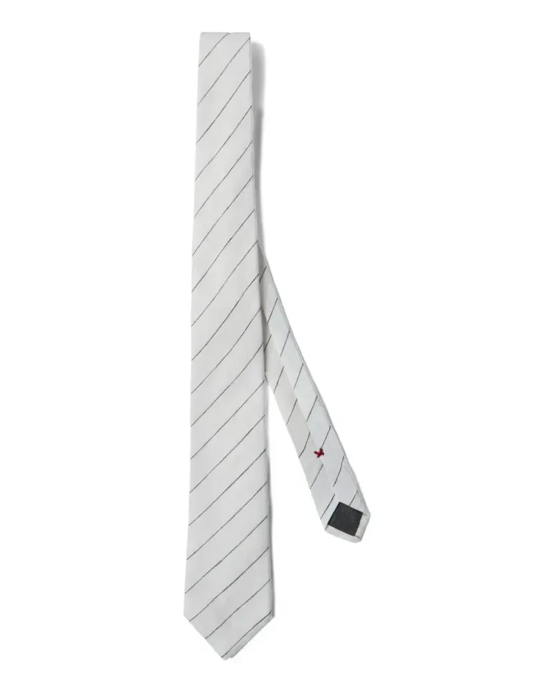 Brunello Cucinelli linen striped tie - Weiß Weiß