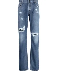 Roberto Cavalli Gerade Jeans in Distressed-Optik Blau