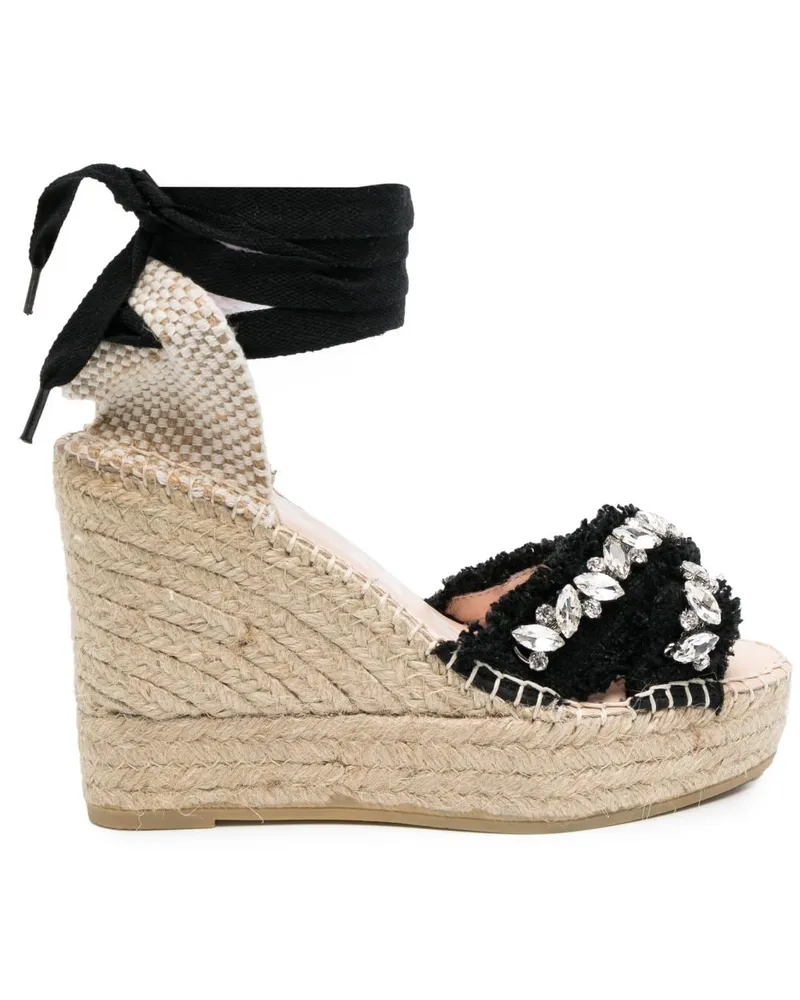 Manebí Gaia Espadrilles mit Kristallen - Schwarz Schwarz