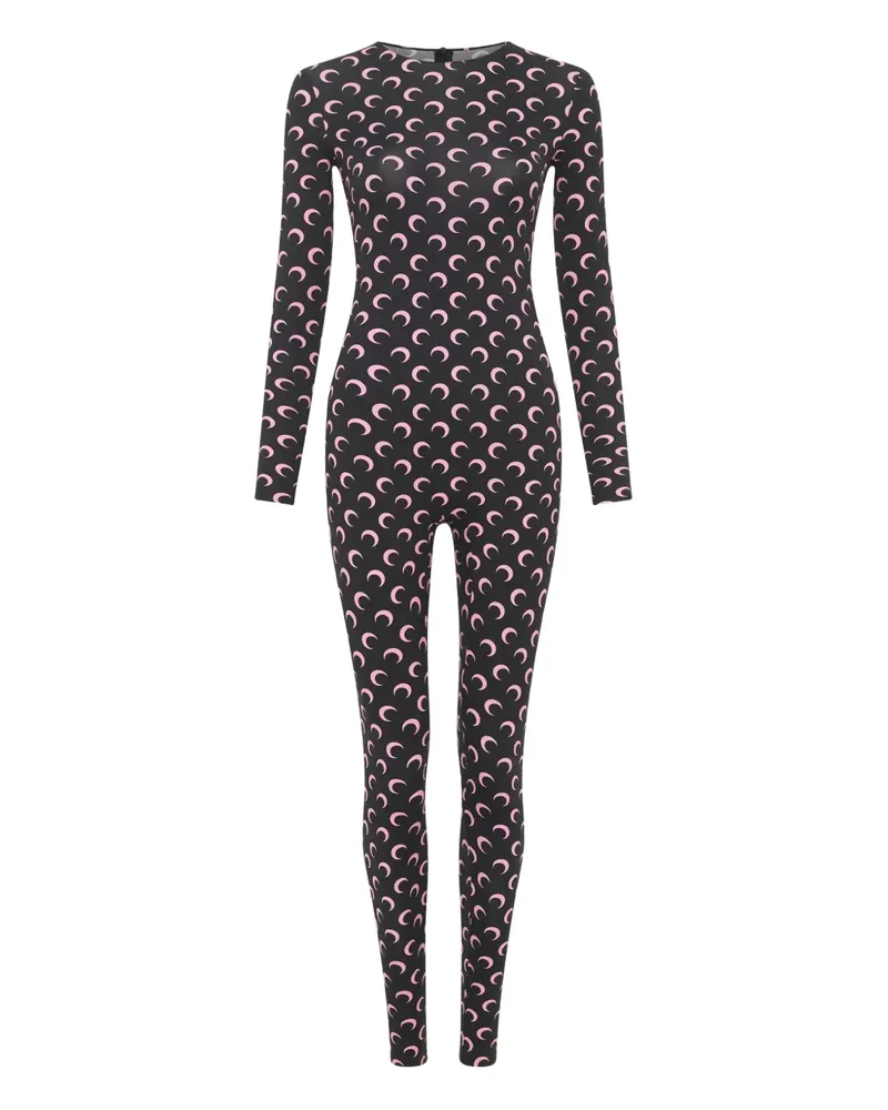 Marine Serre Jumpsuit mit Mond-Print - Schwarz Schwarz