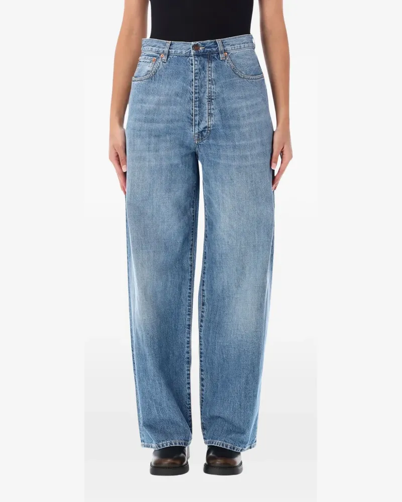 Fortela Jaron Jeans mit weitem Bein und Logo-Stickerei - Blau Blau
