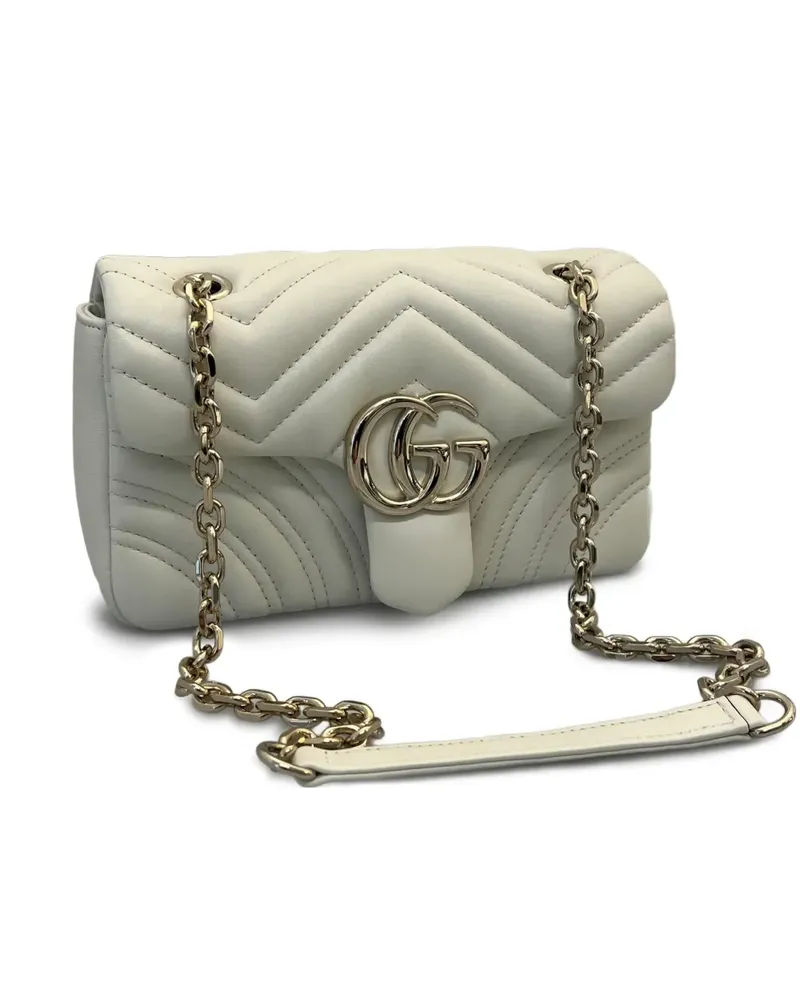 Gucci Kleine GG Marmont Schultertasche - Weiß Weiß