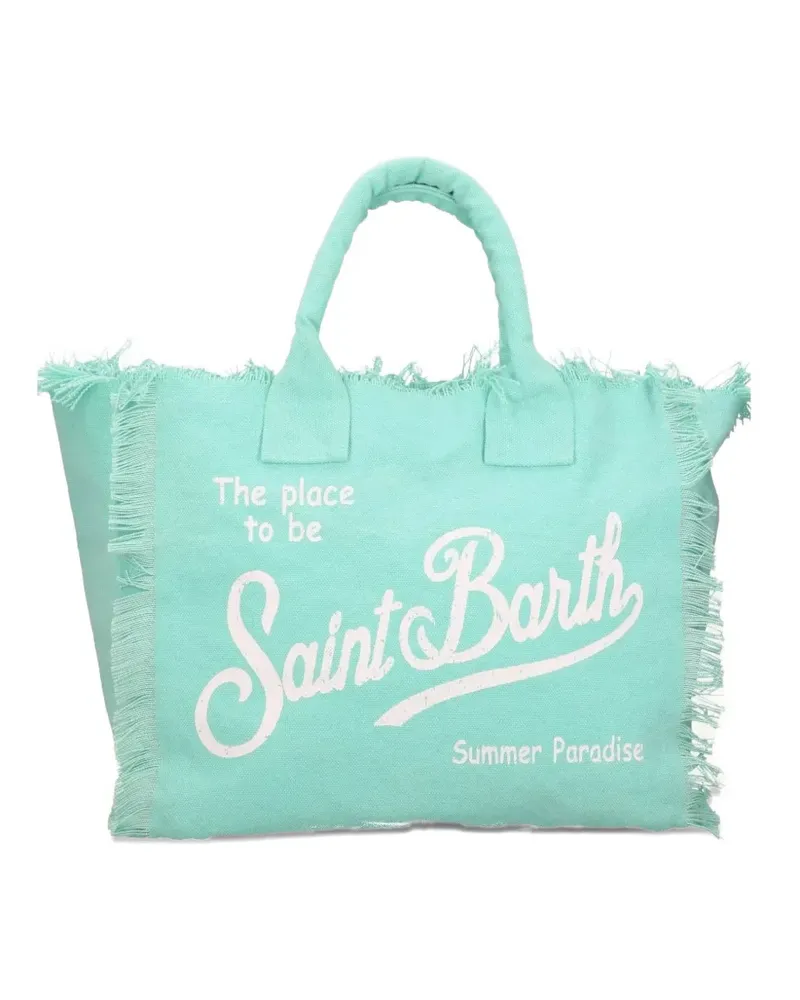 MC2 Saint Barth frayed logo-print tote bag - Grün Grün
