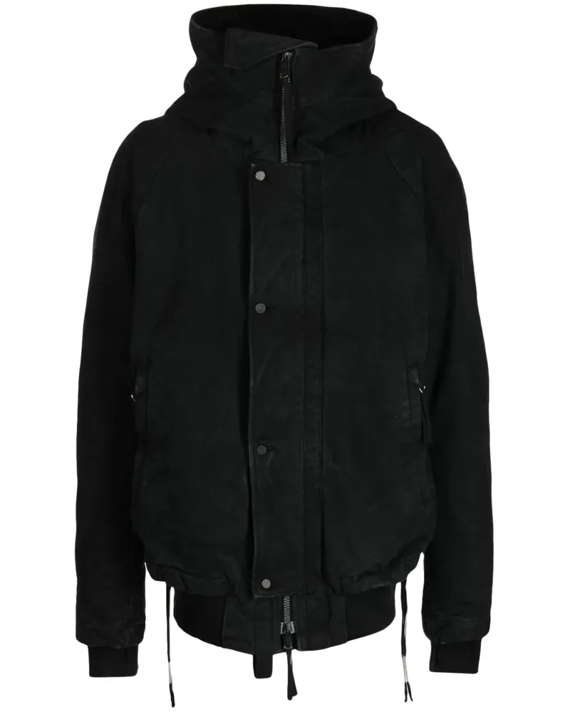 Boris Bidjan Saberi wax-coated parka jacket - Schwarz Schwarz