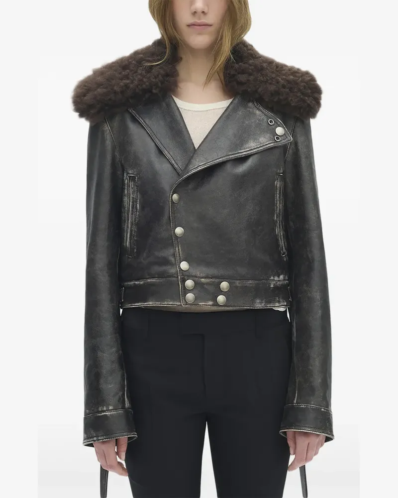 Ann Demeulemeester Jacke mit Shearling-Kragen - Schwarz Schwarz