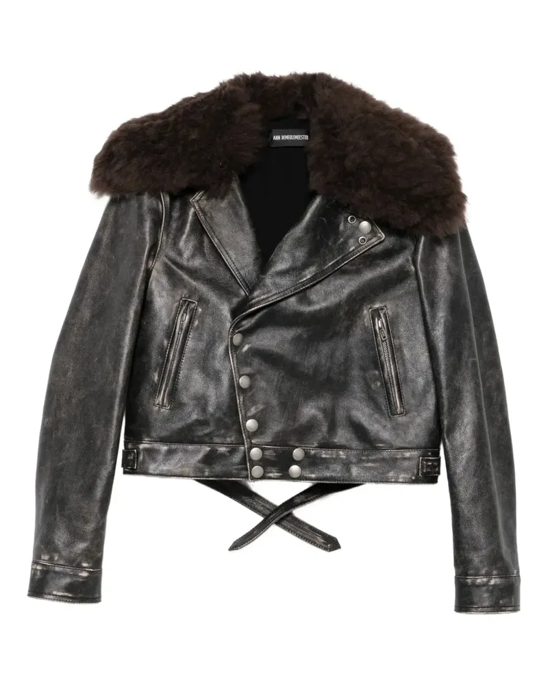 Ann Demeulemeester Jacke mit Shearling-Kragen - Schwarz Schwarz
