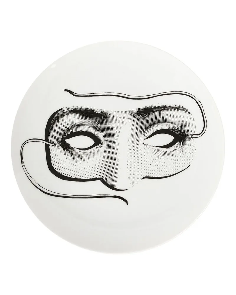 Fornasetti Wandteller mit Masken-Print Weiß