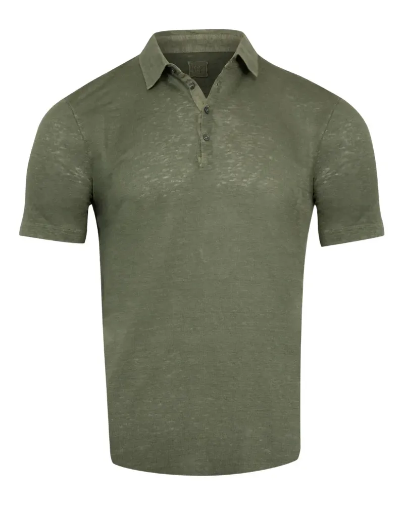 120% Lino Poloshirt mit Knöpfen - Grün Grün