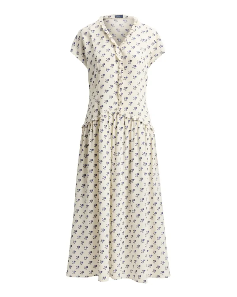 Ralph Lauren Geblümtes Kleid mit Rüschen - Weiß Weiß