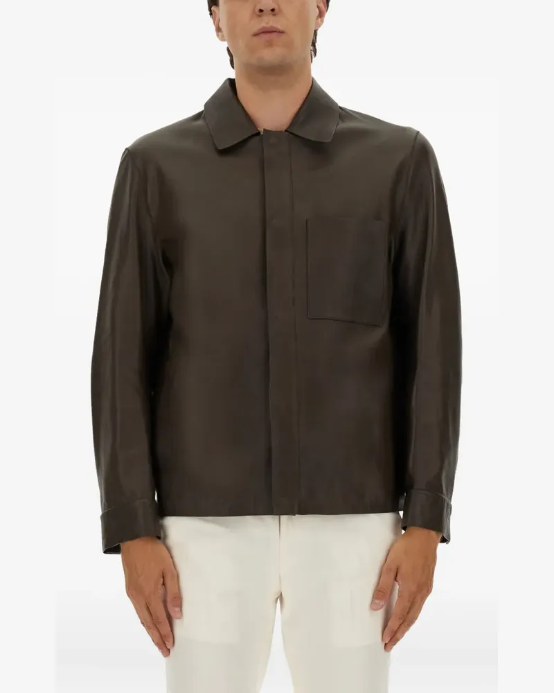 HUGO BOSS leather jacket - Braun Braun