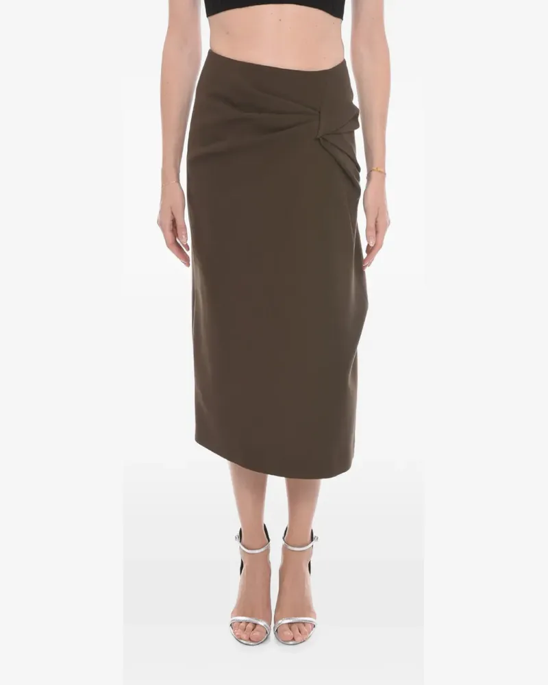 REJINA PYO draped midi pencil skirt - Braun Braun